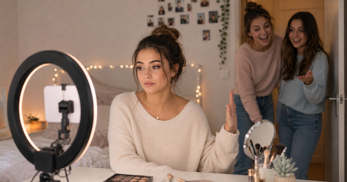 Visual-only image showing adolescent emotional strain related to Instagram use and social comparison.